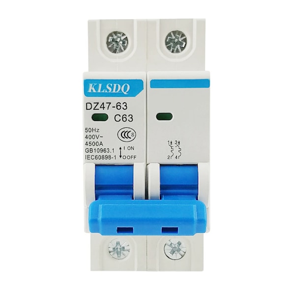 1-pack luftbrytare DZ47-63 liten strömbrytare 2P63A elektrisk strömbrytare miniatyrströmbrytare C45 strömbrytare
