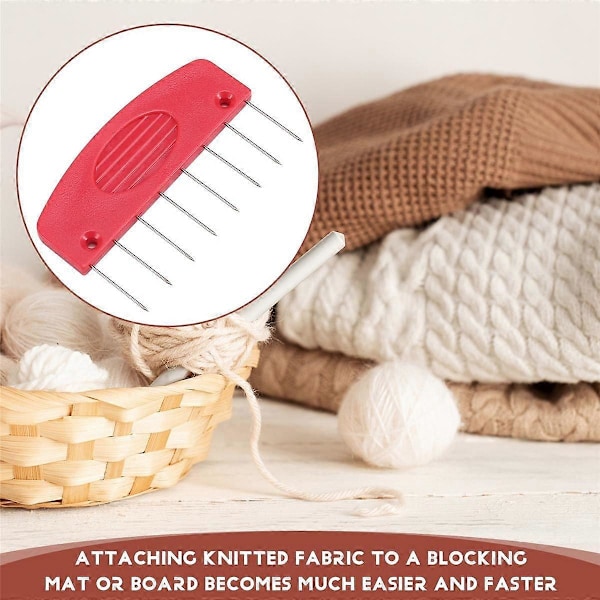 20 stk. DIY Strikkeblokkere Sett Rustfritt Stål Strikkeblokkeringsmatter og Nåler med 2 Størrelser for DIY Strikking