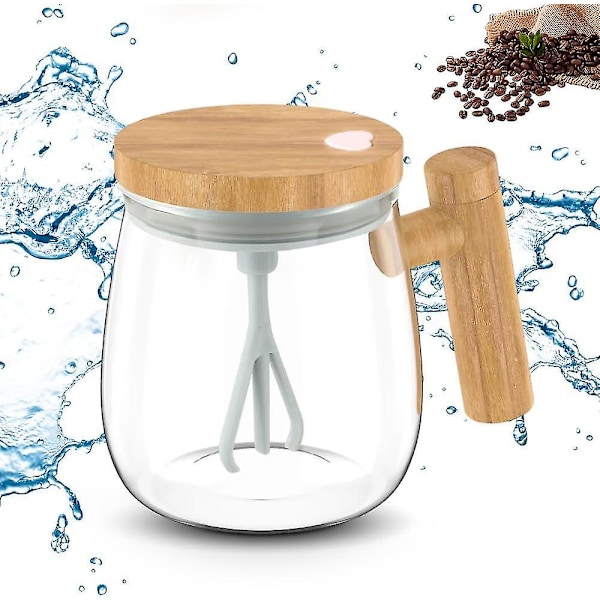 Electric High Speed Mixing Cup, 400ml Self Stirring Coffee Mug Waterproof Glass Cup, One-click Automatic Mixing Glass Mugs, Battery Powered Automatic-