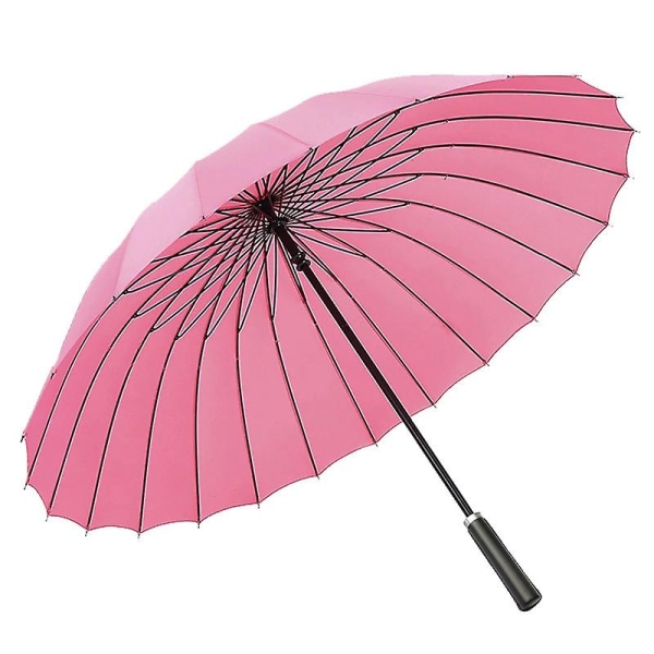 24K bein vindbestandig super stor paraply herre Business rett stang lang håndtak paraply PU lær hånd