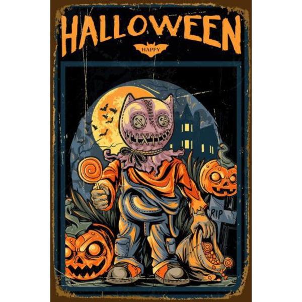 Halloween-aiheiset seinäkoristeet, vanhan raudan tunnelmaa henkivä koristemaalaus retro Halloween-rauta
