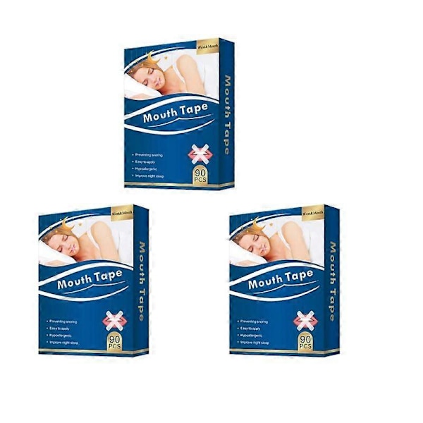 3X 90 stk. Munn Søvn Tape Strips Nese Pust Reduserer Snorking Forbedrer Søvn