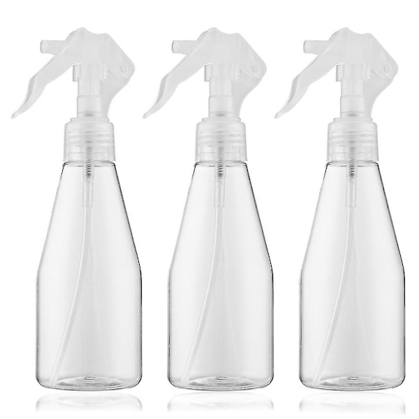 3 stk 200 ml plast liten sprayflaske gjennomsiktig for vannspray