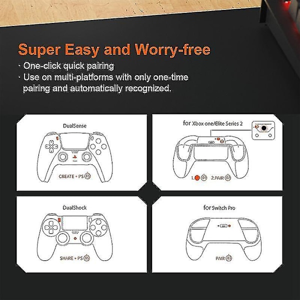 R100 Pro USB-modtager trådløs adapter gamepad-konverter til PS4 PS5 Series Switch-controller Bluet - MXBC