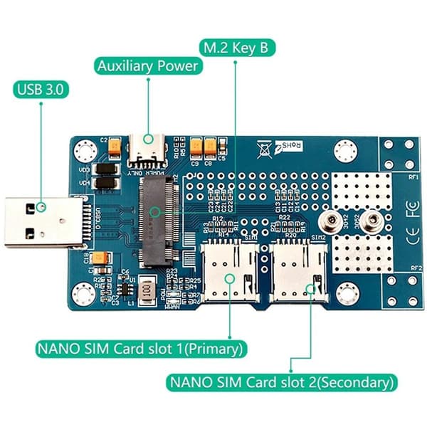 NGFF(M.2) til USB 3.0 Adapter med Dobbelt NANO SIM-kort Support 3G/4G/5G/LTE Modul Egnet til Deskt