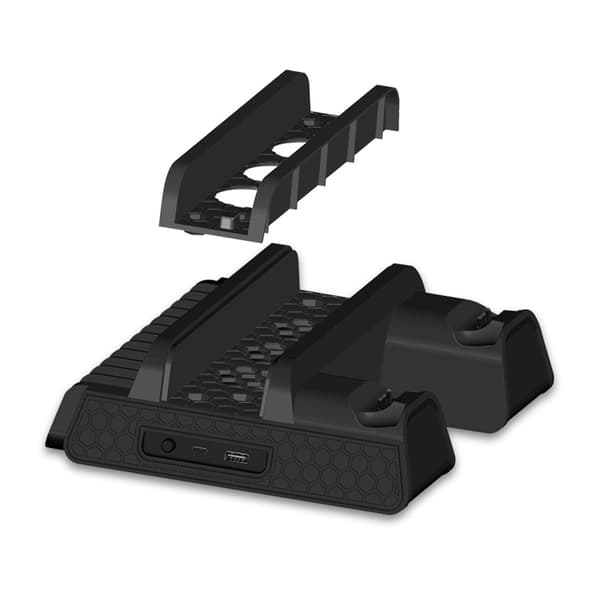 Ny sort, PS4/SLIM/PRO multifunktionel kølebase PS4 base køleblæser + diskholder + dobbelt opladning TP4-882