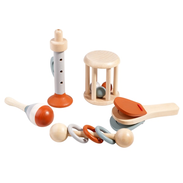 Wooden Infant Early Education Soothing Bed Bell Orff Cage Bell Baby Hand-held Bell Rattle Musical Instrument F