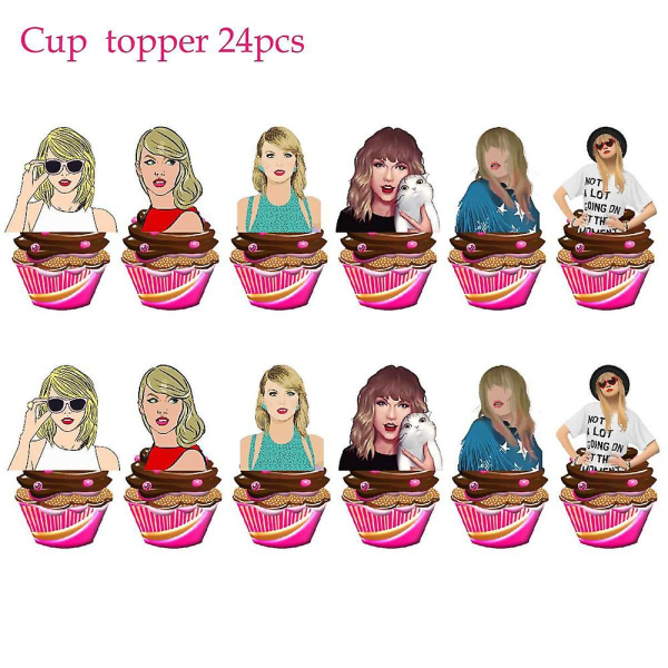 Taylor Swift Fødselsdagspynt Populær Singer Mode Balloner Kit Banner Kage Cupcake Toppers Fest Suppli