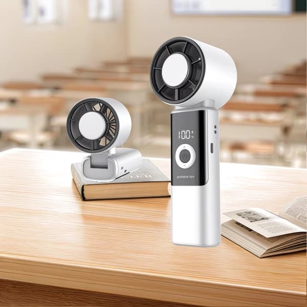 Bærbar foldbar iskompressor håndholdt ventilator USB genopladelig digital strømdisplay højhastigheds køleventilator til camping, vandreture, indendørs sommergave