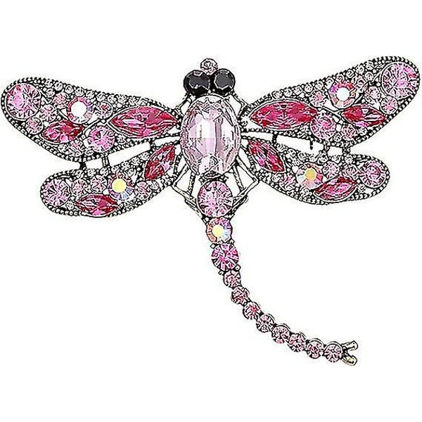 Libelle Brosche Pin med Imiteret Krystal Charm Flyvende Insekt Legering Brosche Pin(pink-YuJia