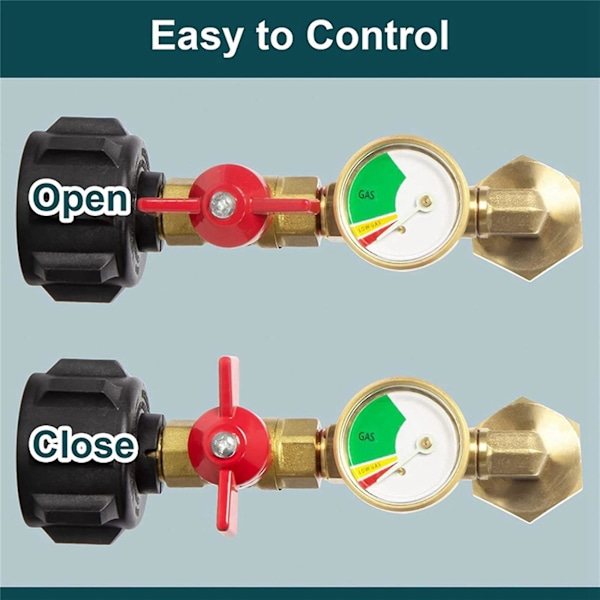 Propangas påfyldningsadapter med ventil og måler, fyld 1Lb flasker fra 20 Lb-Yvan