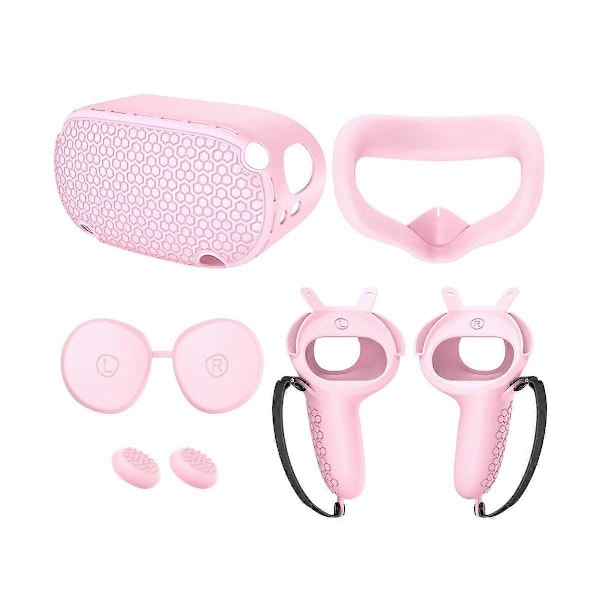 Meta Silikoninen Suojakotelo 5-osainen Setti, Ei- ja Anti-Drop VR-Lisätarvikkeet, Pinkki
