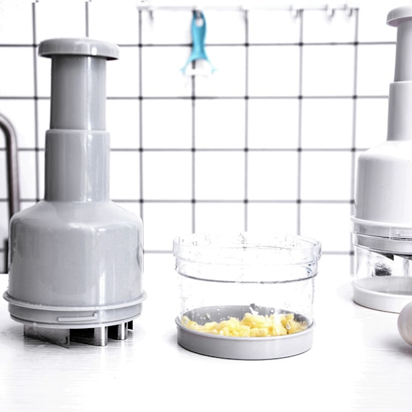 1-pack rostfritt stål handpressad grönsakskutter, multifunktionell kökshackare för ingefära och vitlök, lökhackare och grönsaksrivare