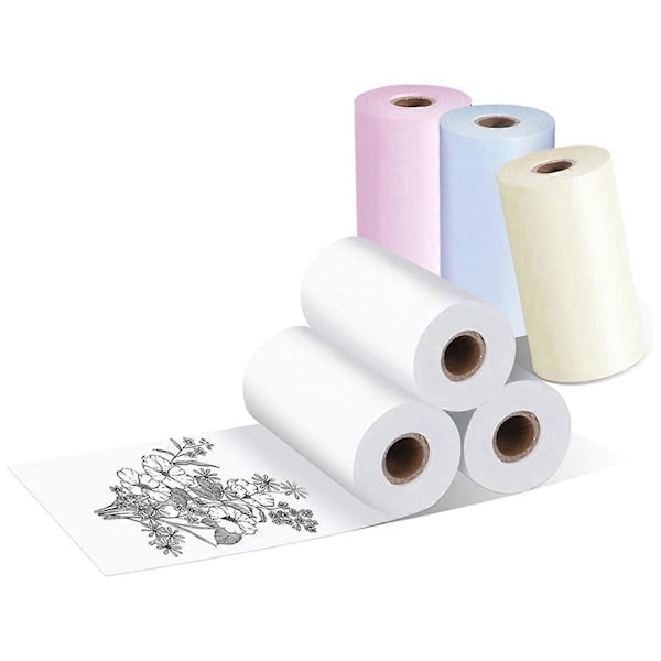 Mini Printerpapir til Blækfri Bærbar Bluetooth Printer Termisk Lommeprinter, 57mm x 30mm, 6 Ruller