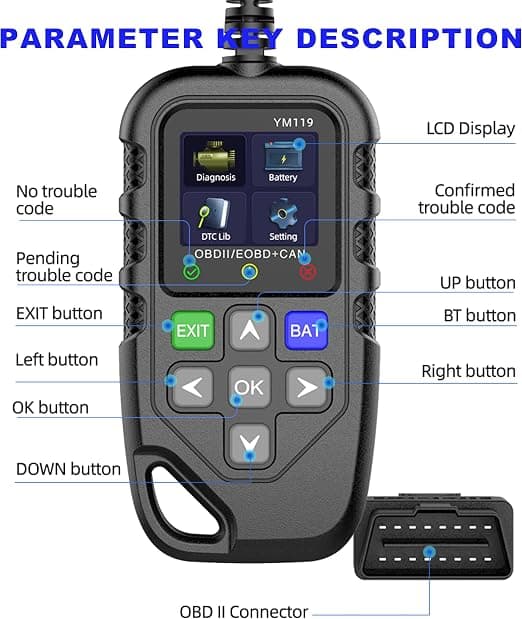 YM119 OBD2-skanner Live Data Profesjonell Mekaniker OBDII Diagnostisk Kodeavleserverktøy for Sjekk Motorlys