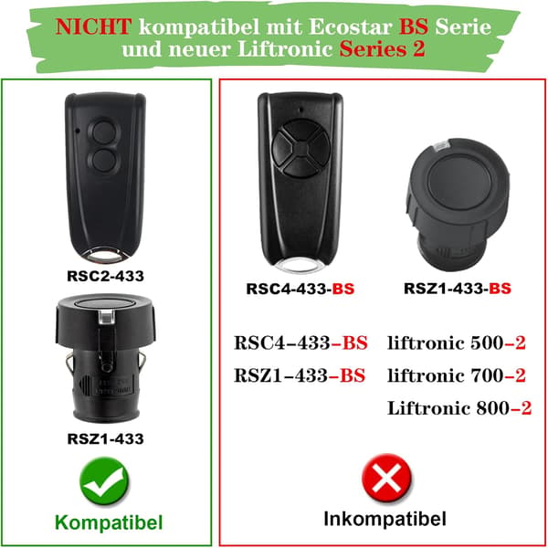 1 stk. til EcoStar håndsender RSC2-433, RSE2-433, RSZ1-433, RS2-433