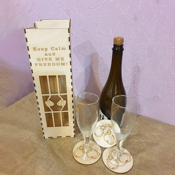 Ny trälåda för rödvinspresent med underlägg Kreativ heminredning Dekorationsföremål Champagne trälåda present 1 st