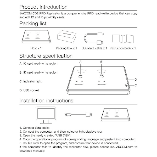 CD2 RFID Replikator 125KHz 13.56 MHz Frekvens RFID Kopimaskine ID IC Kort Replikator Læser Skriver til