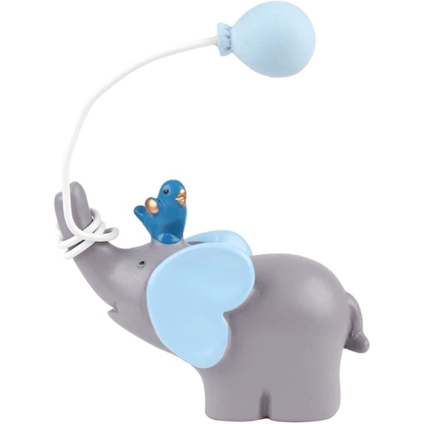 1 pakke blå ballon Lucky Elephant Cake Topper Resin Lille figur dukke kage dekoration til baby shower dreng