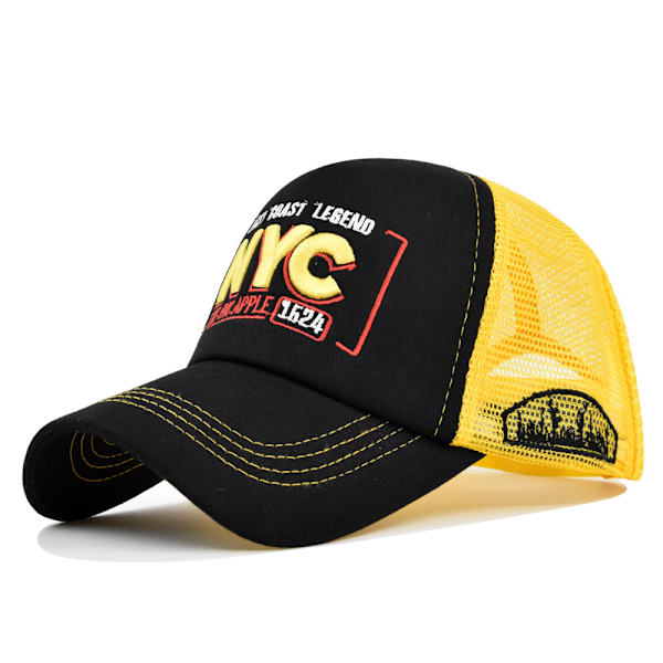 NYC brodert baseballcaps tredimensjonalt brodert andebill caps mesh caps personlig brodert buet brem solhatt 1 stk svart gul