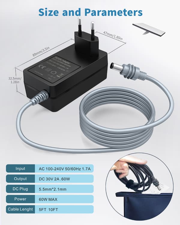 30V2A switch 60W horisontell europeisk standard MINI adapter spänningsstabilisering