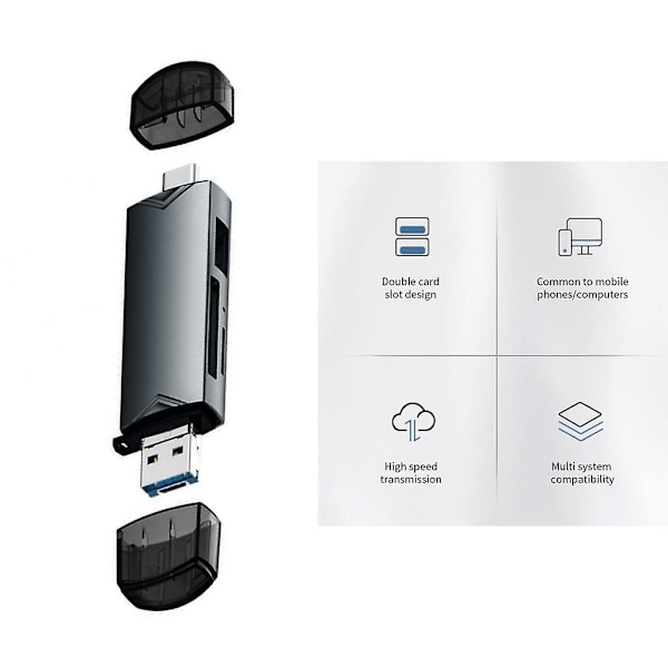 Høyhastighets USB3.0-kortleser minnekortleser for kamera, telefon med OTG