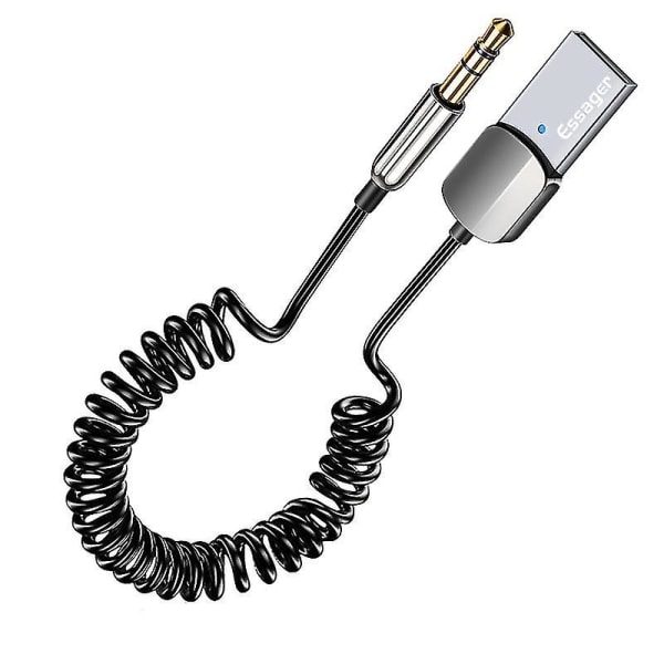 Bluetooth Adapter Ljudkabel För bilar USB Bluetooth 3,5 mm uttag Mottagare Sändare Musikhögtalare Dongle Ha Svart 44