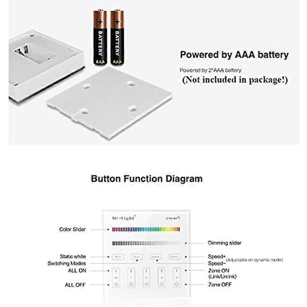 Mi Light B3 Trådløs 2.4G RF 4-Zone Vægmonteret Smart Panel Controller til CCT DIM RGB RGBW RGB+CC