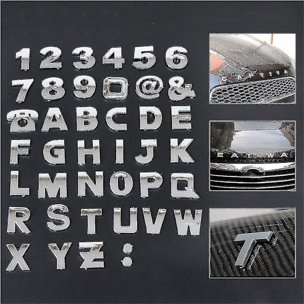 40 kpl DIY 3D kromattuja auton embleemitarroja aakkoset numerosymbolimerkit sanat tarra autotyyli auton tarra auton tarvikkeet