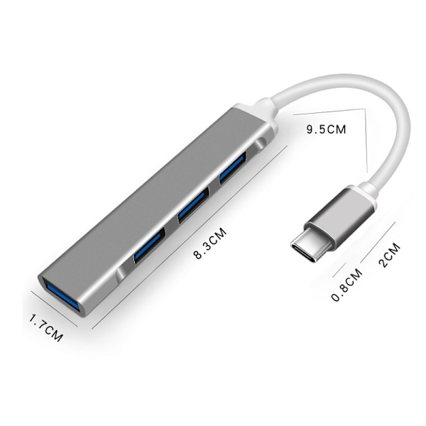 Mini hub USB 3.0 HUB-splitter, en till fyra, typ C-dockningsstation