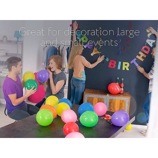 Ballonger Set (100-pack) 12 tum, olika ljusa färger, gjorda av stark flerfärgad latex, för H