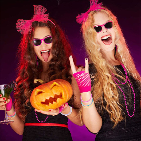 Muoti 80-luvun Tyylikkäät pukeutumisasusteet Halloween Retro Party Tutu Hame Jalkojenlämmittimet Käsineet Kaulakoru Hän