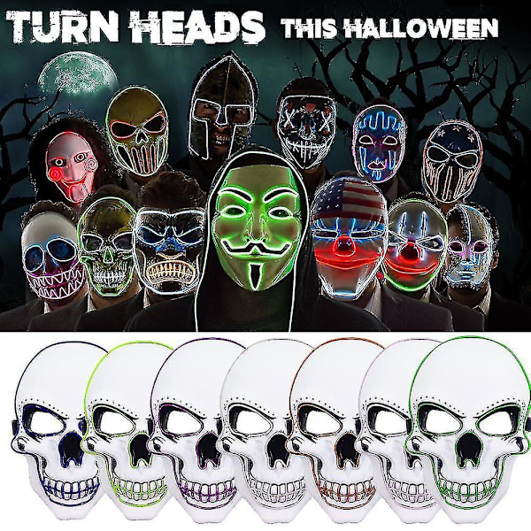 Halloween Maske Lysende Maske Skræmmende Maske Til Festival Cosplay Halloween Kostume Maskeradefester