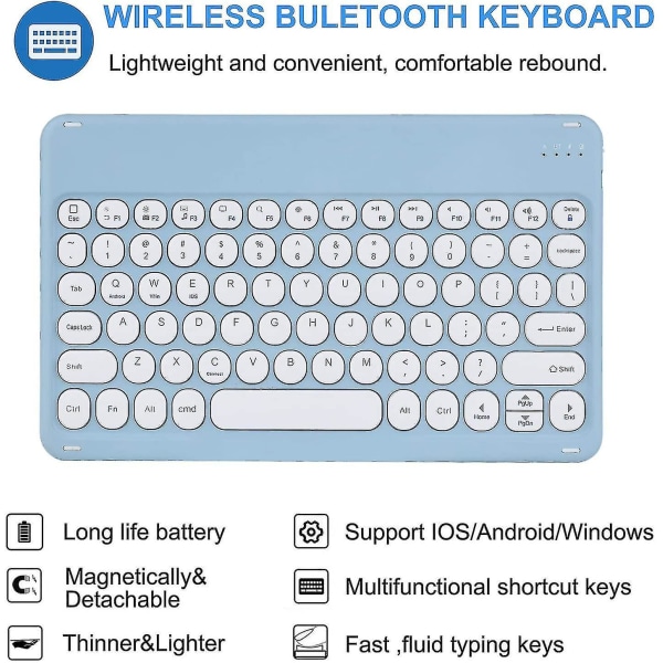 Galaxy Tab A8 10,5'' tastaturcover 2022 Model Sm-x200/x205/x207 Magnetisk aftageligt Bt-tastatur Ultratyndt slanke runde taster Smart trådløst tastatur (g