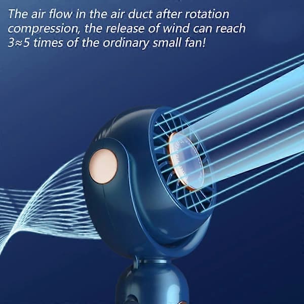 Bærbar håndholdt ventilator, halsbåndsventilator, mini bordventilator, multifunktionel ventilator (blå)