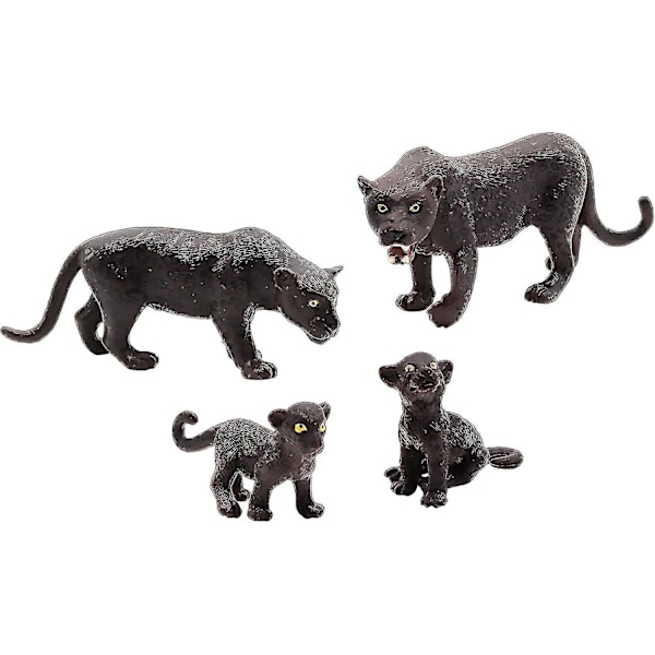 4pcs Realistic Leopard Statue Wildlife Character Black Panther Animal Model-mxbc