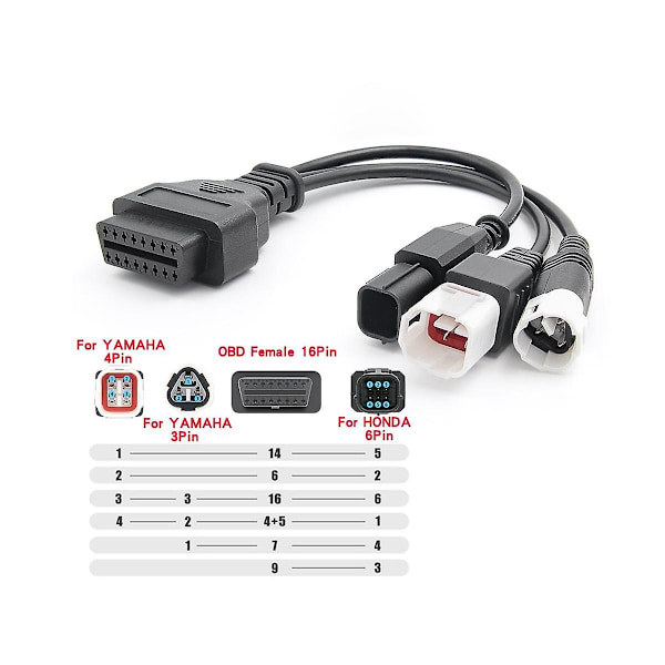 3Pin/4Pin 6Pin Moottoripyörän OBD Diagnostiikka Canbus Liitin Kaapeli OBD2 3 In1 Pistoke Kaapelisovitin