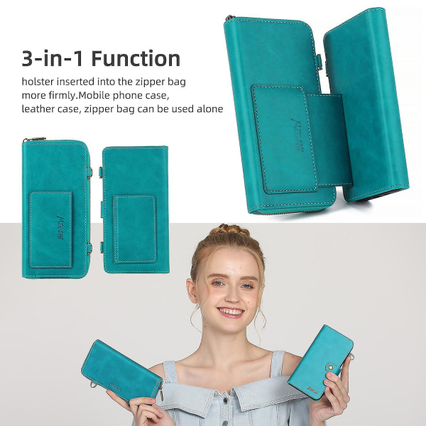 Megshi 020 -sarja Samsung Galaxy A73 5g jalustan cover Irrotettava 2-in-1-lompakko Pu nahka+pc+tpu phone case