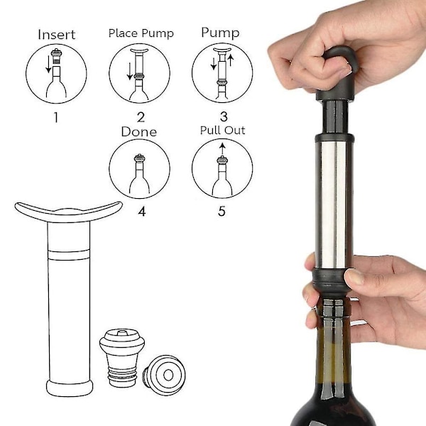 Vakuumpumpe til vinflasker med 4 propper, til opbevaring af vin, champagne