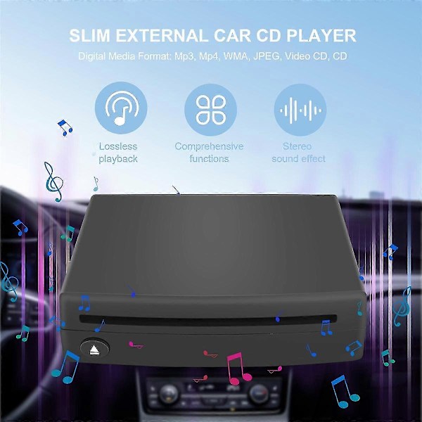 Ultratank ekstern bil-cd-afspiller kompatibel med PC LED TV/MP5 Android GPS Navigation Universal USB-strømadapter
