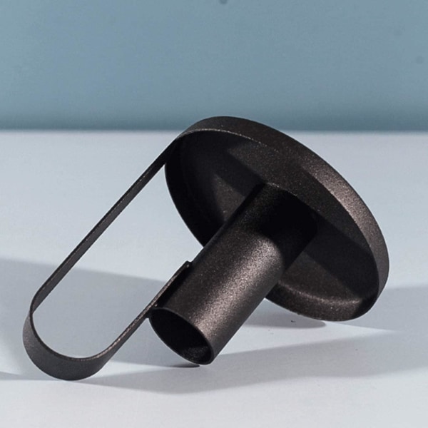 Ljushållare i metall, svart handtag, enkel design, gjord av smidesjärn, med ljusfot