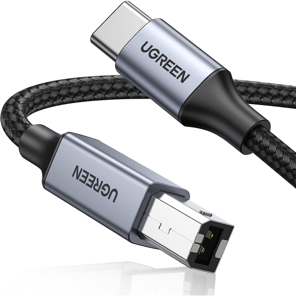 USB B till USB C skrivarkabel, typ B 2.0 flätad datakabel för HP/epson/canon skrivare, skanner, USB typ C Pri Black 44