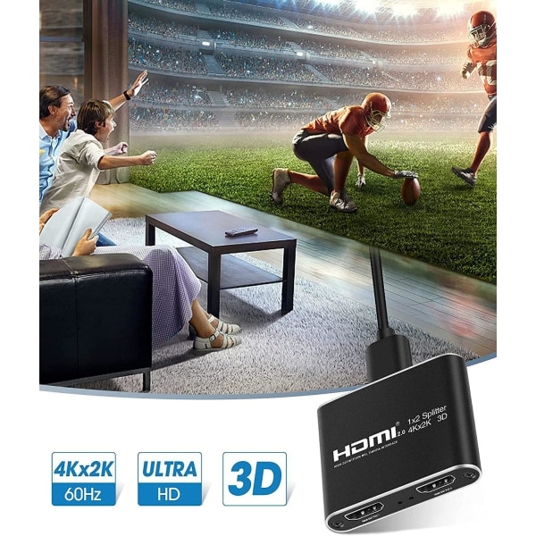 HDMI-splitter 1x2 för 2 skärmar 3D/4K/1080p