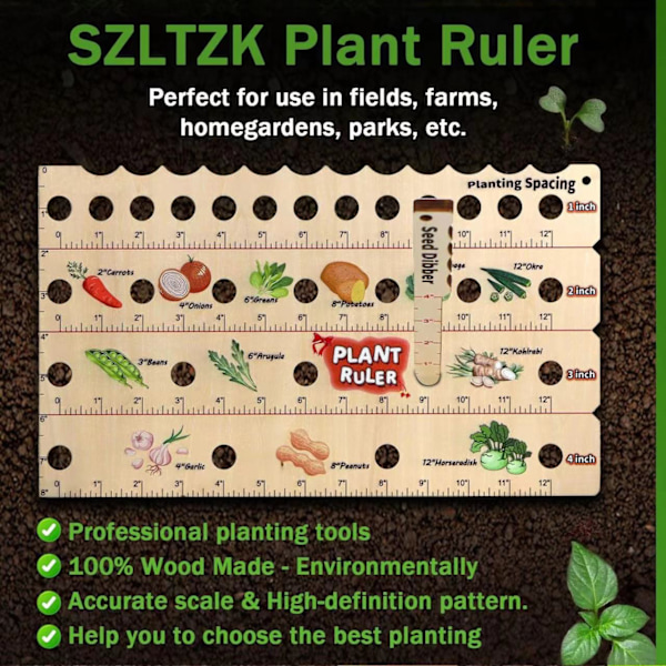 1-pakke Hage Tre Multi-Bruk Planting Linjal Plante Multi-Bruk Frøplante Såing Guide Planting Linjal