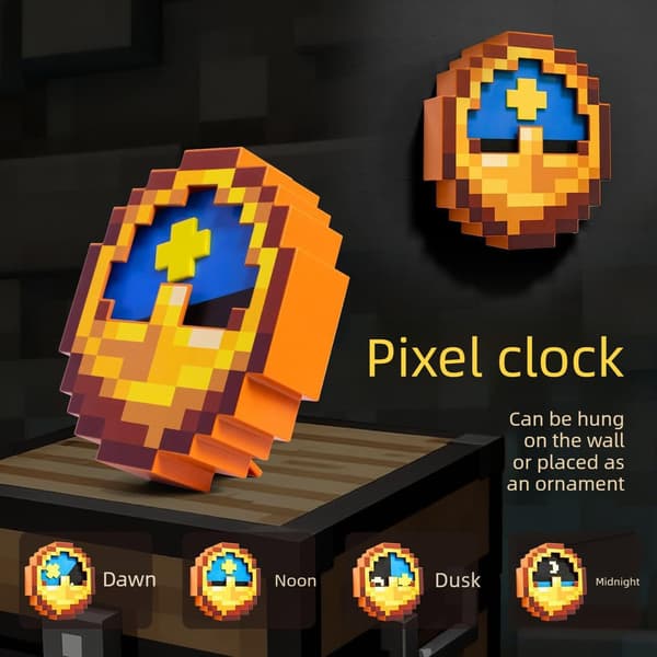Pixelklocka, Pixelvärldsklocka Dekoration, Rumsdekoration, Multifunktionell Hängande Klocka för Spelfans
