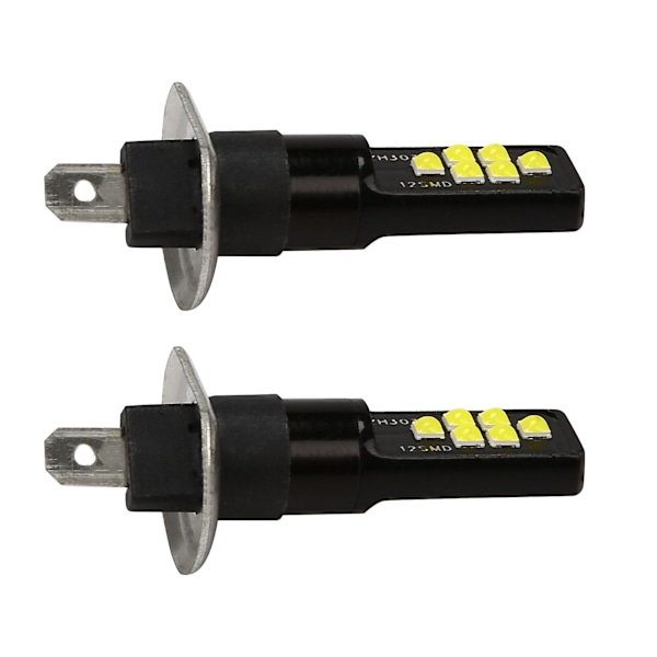 2 kpl H1 Auton LED 12V-24V 12Smd Polttimo 3030 Piirisarja, W5W Polttimo 194 LED Polttimo Sumuvaloille Valkoinen