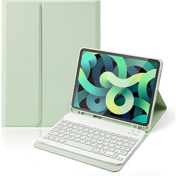 iPad Air 4. generation 10,9 tommer tastatur etui 2020 - trådløst tastaturcover med penneholder tastatur etui til iPad Air 4. generation med magnetisk aftagelig (grøn)