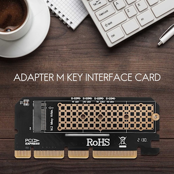 M.2 NVMe SSD NGFF -sovitin PCIE 3.0 X16 -sovittimeen, M Key -liitäntäkortti, tukee PCI Express 3.0 x4 2230-2280