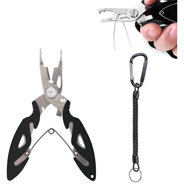 Fiskeplierssett, fiskepliers, fiskeredskaper kroker, fiskesnøre kuttere, fiskesaks, rustfritt stål wire fjerning fiskepliers