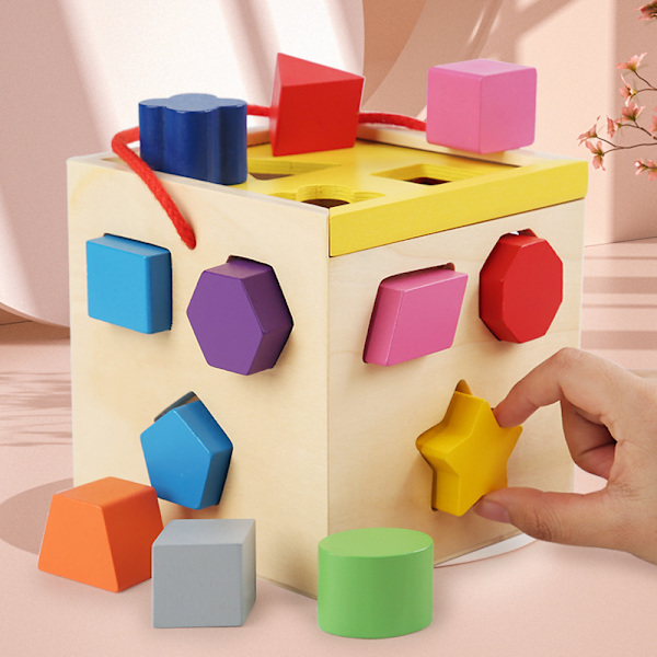 1 st geometrisk form matchande pusselspel för barn, pedagogiskt hjälpmedel, Montessori-leksaker, 12-håls pussel